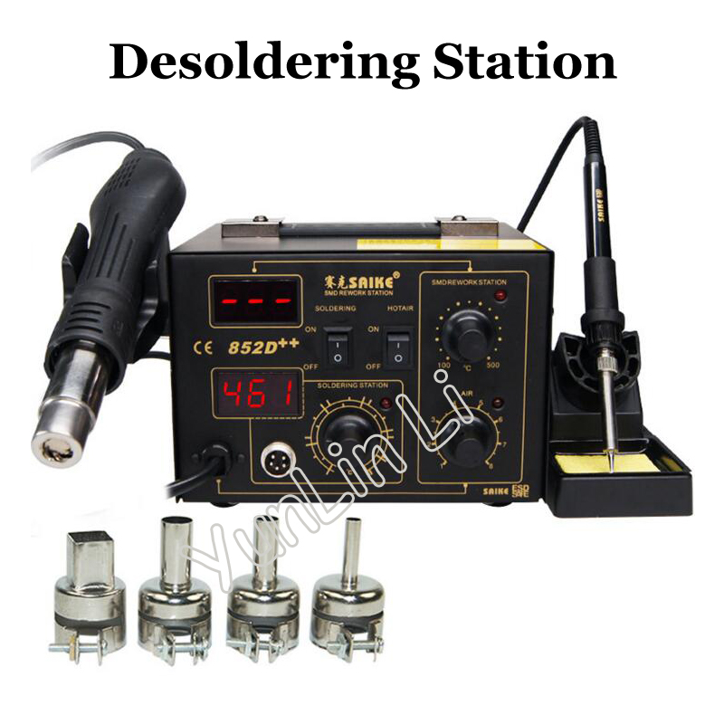 Smd Rework Station Hot Air Soldering 2 In 1 - Display digital de alta potência 852d