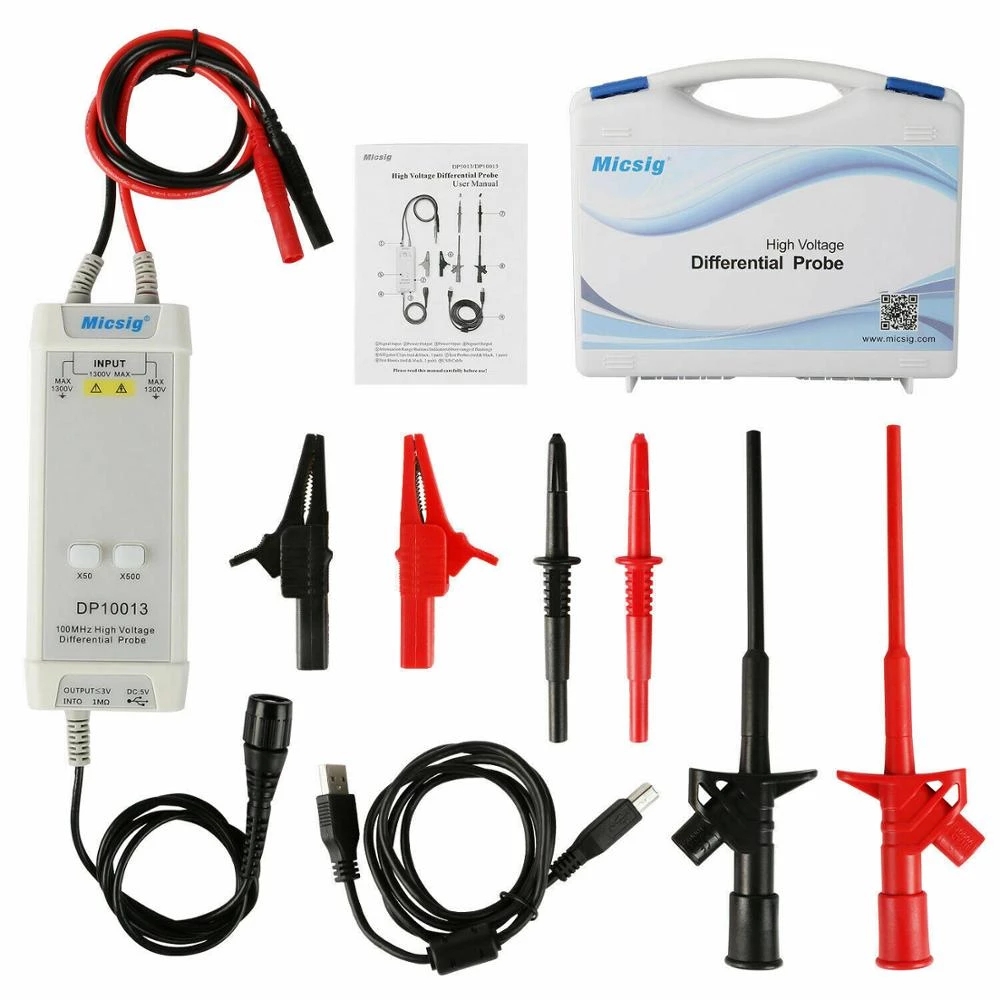 High Voltage Differential Probe 100Mhz 1300V - 2025Micsig Osciloscópio 1300V 100MHz Sonda Diferencial