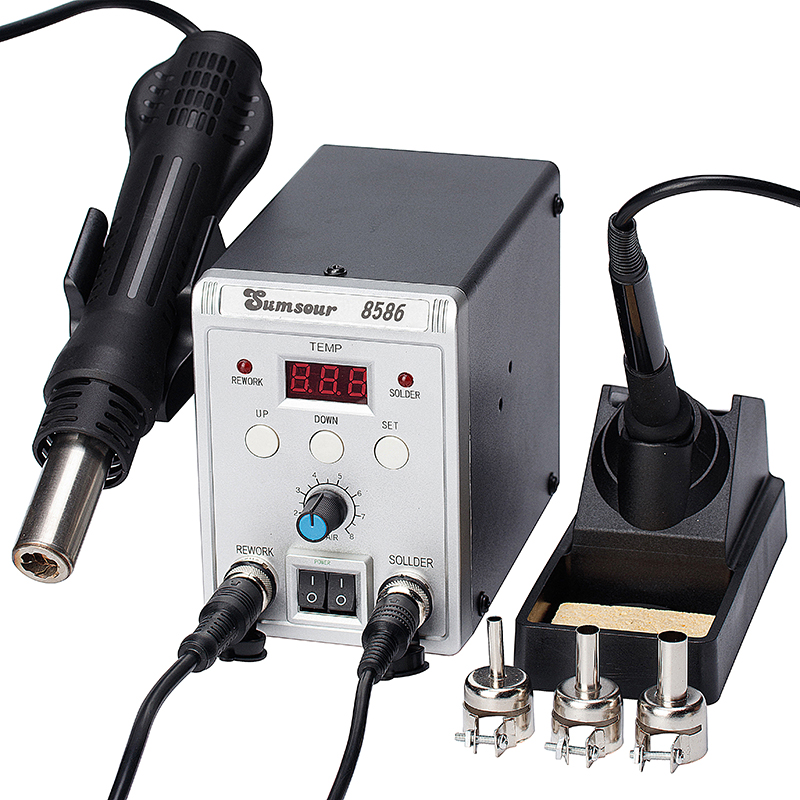 Smd Rework Station Hot Air Soldering 2 In 1 - 8586 700w 2 em 1 display