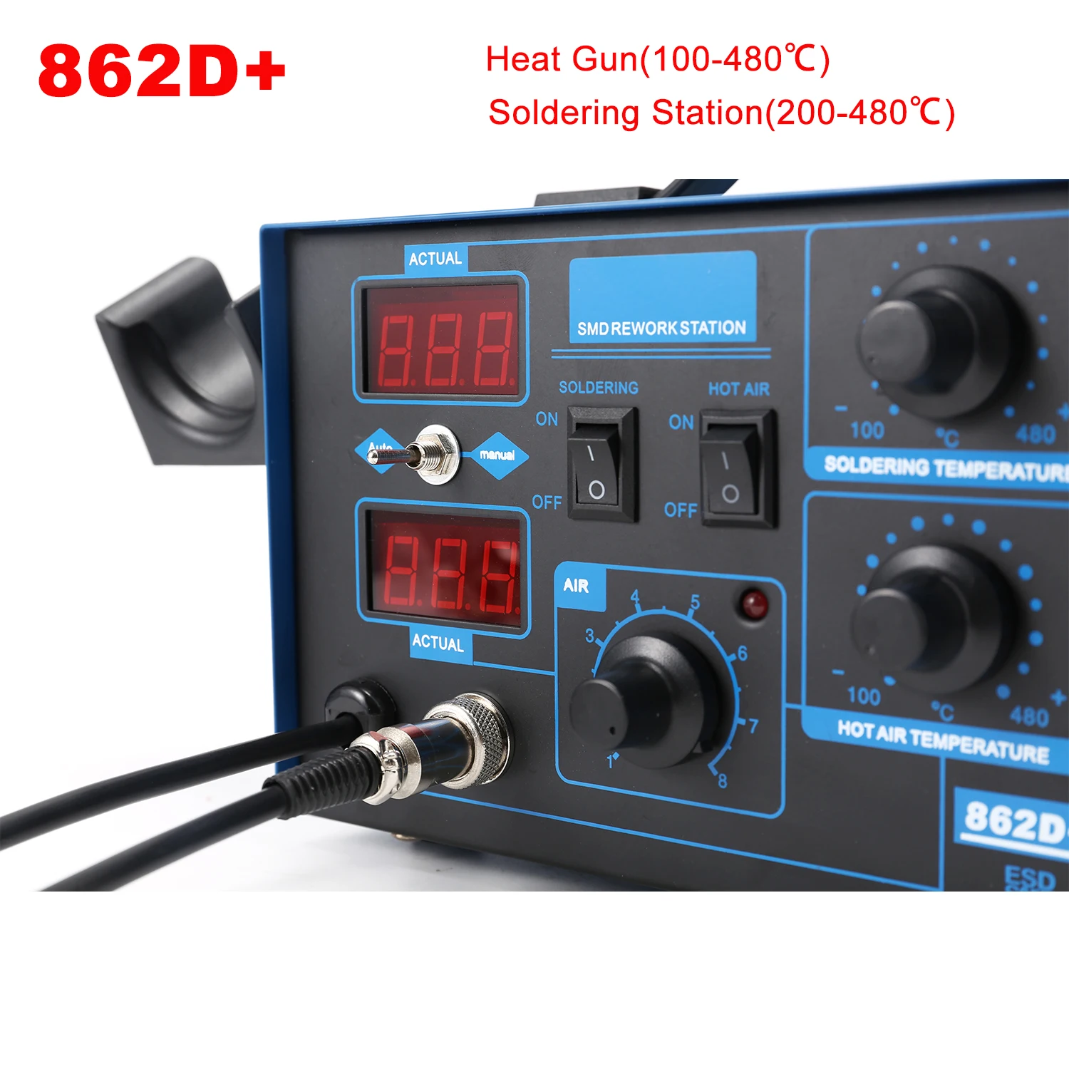 Smd Rework Station Hot Air Soldering 2 In 1 - Estação de solda 862D+ 2 em